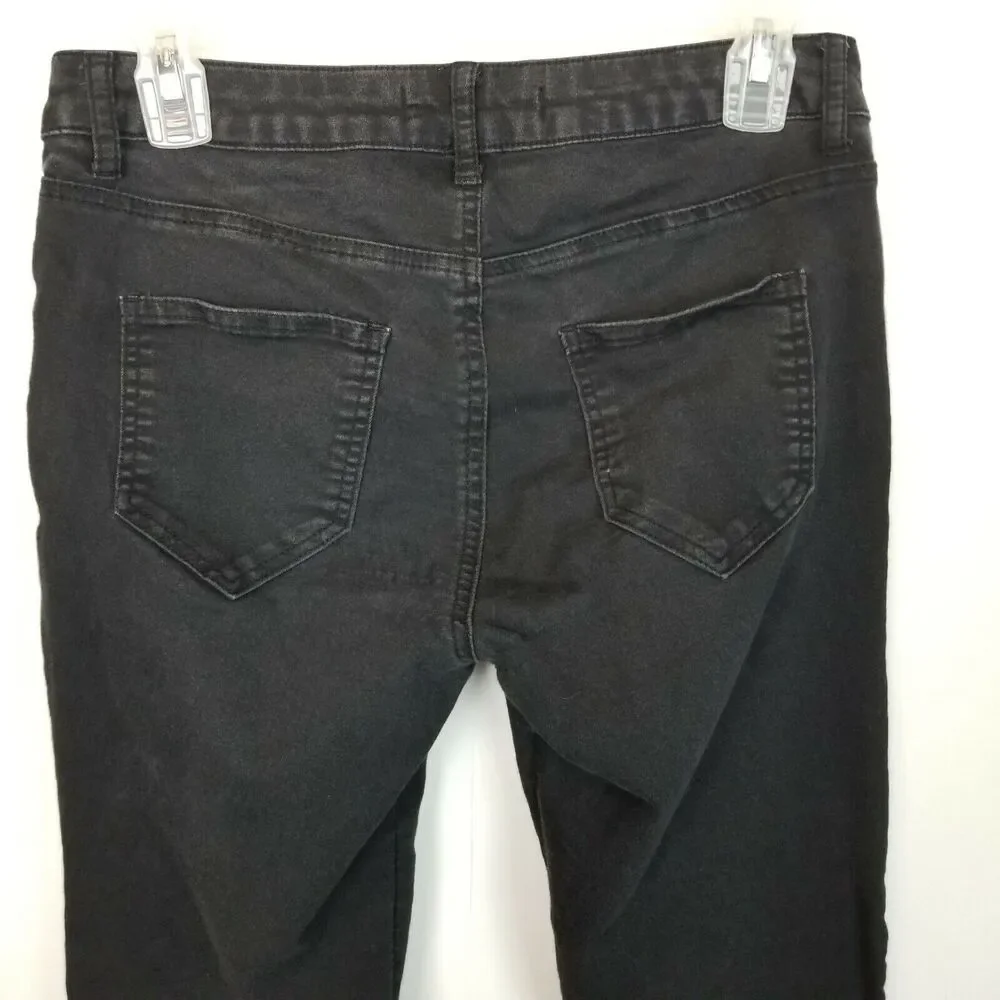 Zara Womens Moto Skinny Jeans Size S Biker Rocker Black Moto Casual Minimalist